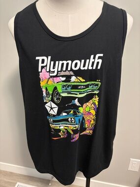 Plymouth Black Graphic Tank Top - Retro Muscle Car Print